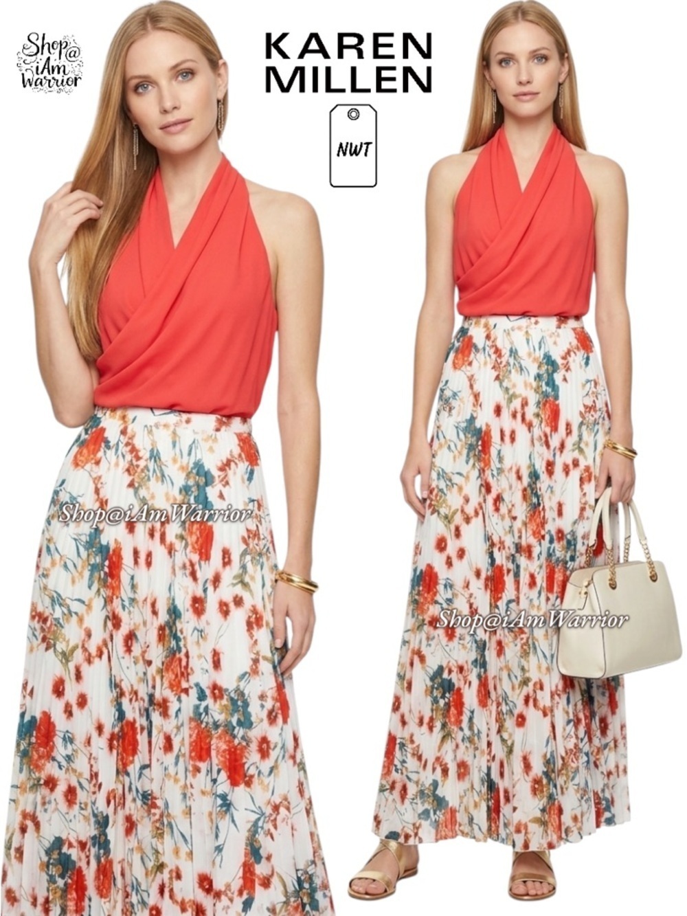 Karen Millen NWT floral English garden pleated maxi skirt *shop@iamwarrior